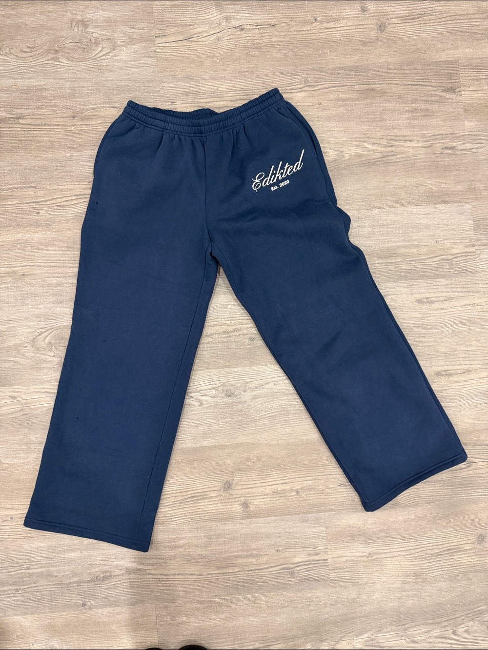 Edikted Navy Blue Joggers with Script Logo